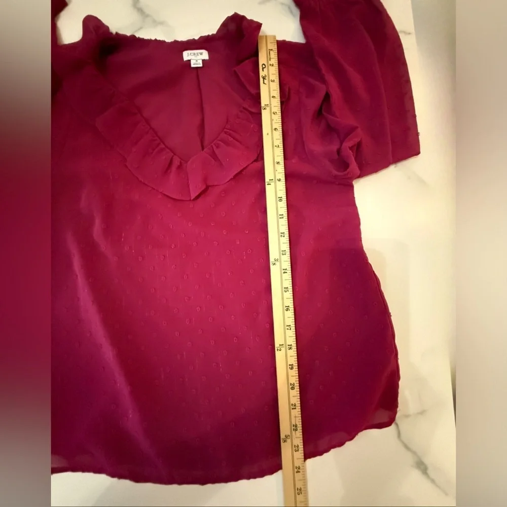 J. Crew Pink Wine colored Swiss Dot Long Sleeve Top. Small Small